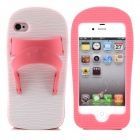 Capa Chinelo Silicone - Iphone 4/4S - Pink/Branco - 232732